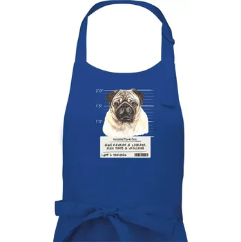 Kuchyňská zástěra Lump a darebák mopsík - Dámská zástěra na vaření - Univerzální velikost ( Královská modrá )