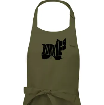 Kuchyňská zástěra Jorkšírský teriér - Yorkie - Nápis v těle - Dámská zástěra na vaření - Univerzální velikost ( Khaki )