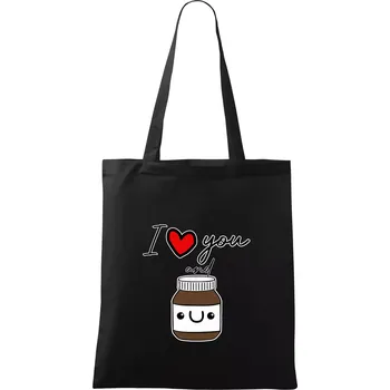 I love you and nugget - Taška bavlněná - 42 x 38 cm ( Černá )