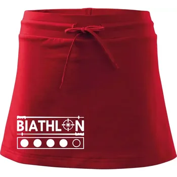 Dámská sukně Biathlon terč a hůlky - Sportovní sukně - two in one - XS ( Červená )