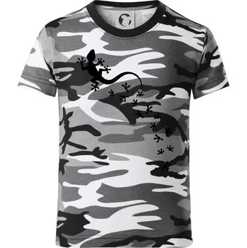 Chlapecké tričko Geocaching Gekoni - Dětské maskáčové triko - 134 cm/8 let ( Šedý maskáč )