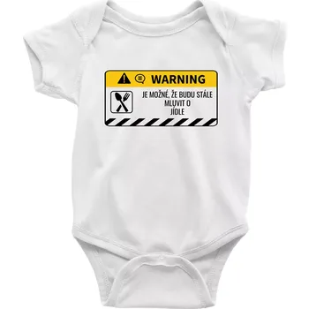 Kojenecký body Warning mluvení - Jídlo - Body kojenecké s krátkým rukávem - Krátký r. 12-18 měs ( Bílá )