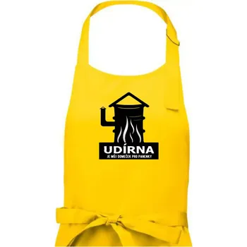 Kuchyňská zástěra Udírna je můj domeček pro panenky - Dámská zástěra na vaření - Univerzální velikost ( Žlutá )