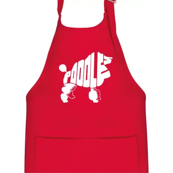Kuchyňská zástěra Pudl - nápis v těle - Dětská zástěra na vaření - Univerzální velikost ( Červená )