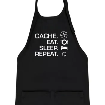 Kuchyňská zástěra Eat sleep repeat Cache - Dětská zástěra na vaření - Univerzální velikost ( Černá )