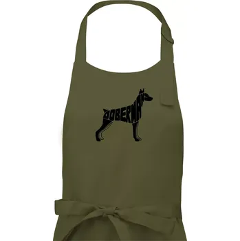 Kuchyňská zástěra Dobrmans - nápis v tělě - Pánská zástěra na vaření - Univerzální velikost ( Khaki )