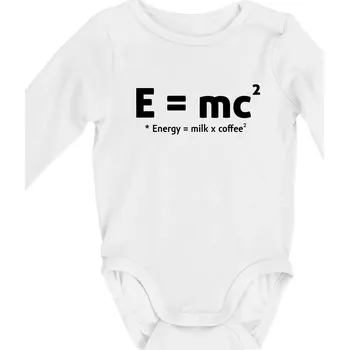 e = mc2 - coffee milk - Body kojenecké s dlouhým rukávem - Dlouhý r. 3-6 měs ( Bílá )