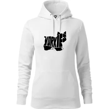 Dámská mikina Jorkšírský teriér - Yorkie - Nápis v těle - Mikina dámská Cape s kapucí - 2XL ( Bílá )