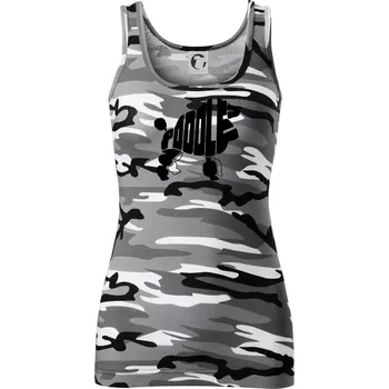 Dámské tričko Pudl - nápis v těle - Dámské Maskáčové tílko - S ( Šedý maskáč )