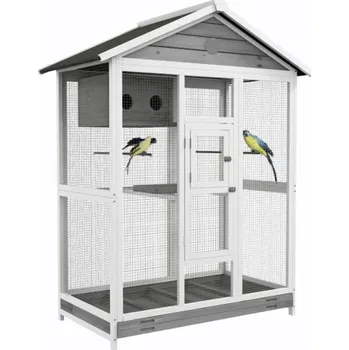 Hnízdní budka Voliéra pro ptáky PAWHUT D10-070V03GY, 112x68x154 cm