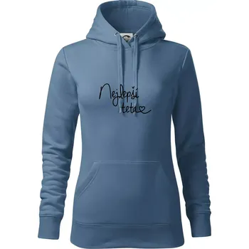 Dámská mikina Nejlepší teta - Mikina dámská Cape s kapucí - L ( Denim )
