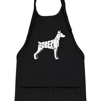 Kuchyňská zástěra Dobrmans - nápis v tělě - Dětská zástěra na vaření - Univerzální velikost ( Černá )