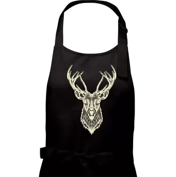Kuchyňská zástěra Jelen kresba - Dámská zástěra na vaření - Univerzální velikost ( Černá )