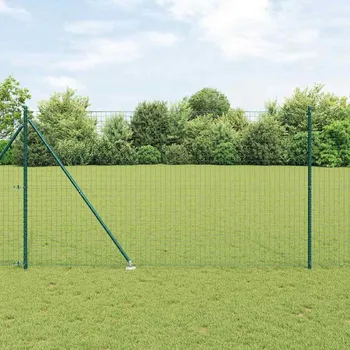 Plot Sada plotových sloupků s hrotem 13 pcs Zelená Ø32mm 160 cm Kov