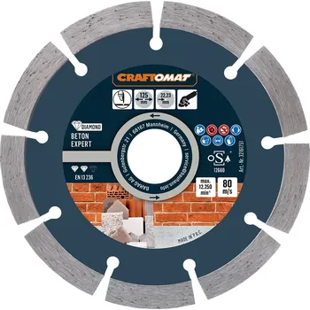 Řezný kotouč Craftomat Diamantový řezný kotouč Beton Expert, ø 125 × 1,8 × 22,23 mm, 13300 ot./min. 6680003