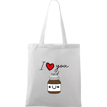 Nákupní taška I love you and nugget - Taška bavlněná - 42 x 38 cm ( Bílá )
