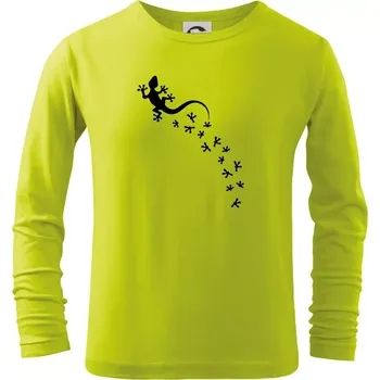 Chlapecké tričko Geocaching Gekoni - Triko dětské Long Sleeve - 158 cm/12 let ( Limetková )