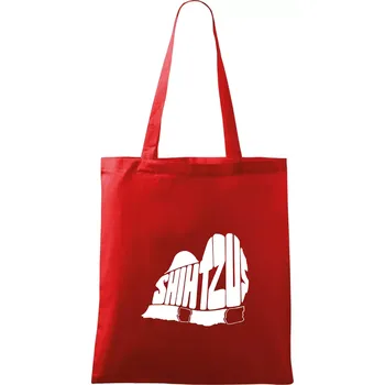 Shih-tzu - nápis v těle - Taška bavlněná - 42 x 38 cm ( Červená )