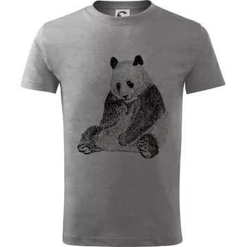 Chlapecké tričko Smutná panda - Tričko dětské bavlněné - 98 cm / 2 roky ( Tmavě šedý melír )