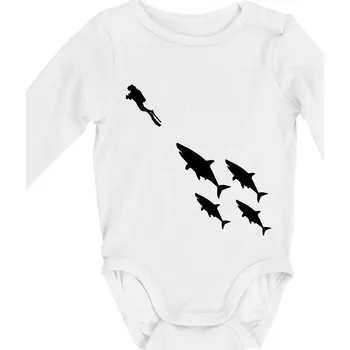 Potápěč žraloci - Body kojenecké s dlouhým rukávem - Dlouhý r. do 3 měs ( Bílá )