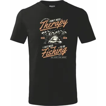Chlapecké tričko Fishing Therapy - Tričko dětské bavlněné - 98 cm / 2 roky ( Černá )