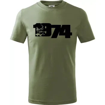 Dětská móda Husákovo dítě - 1974 - Tričko dětské bavlněné - 98 cm / 2 roky ( Khaki )
