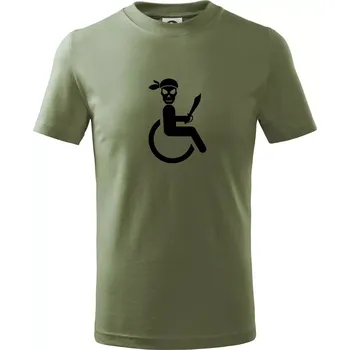 Chlapecké oblečení Pirát vozíčkář - Tričko dětské bavlněné - 98 cm / 2 roky ( Khaki )
