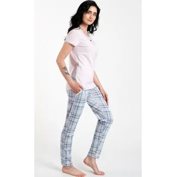 Dámské pyžamo Dámské pyžamo Italian Fashion Glamour - bavlna Světle růžová-modrá L