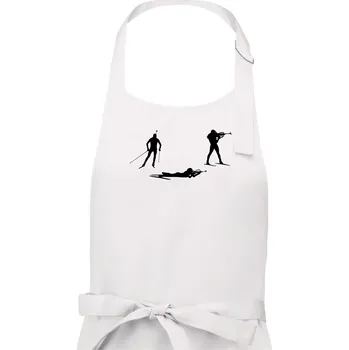 Kuchyňská zástěra Biatlonistka závod - Pánská zástěra na vaření - Univerzální velikost ( Bílá )