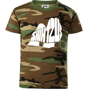 Chlapecké tričko Shih-tzu - nápis v těle - Dětské maskáčové triko - 134 cm/8 let ( Hnědý maskáč )