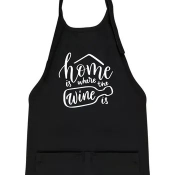 Kuchyňská zástěra Home is where wine is - Dětská zástěra na vaření - Univerzální velikost ( Černá )