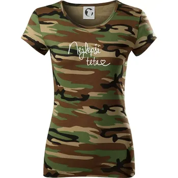 Dámské tričko Nejlepší teta - Dámské maskáčové triko - XS ( Hnědý maskáč )