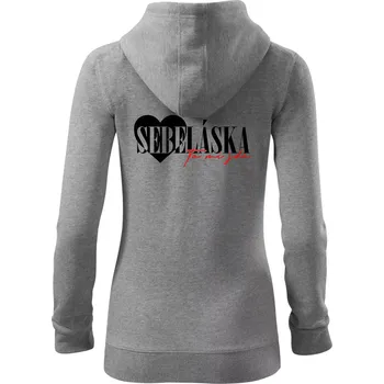 Dámská mikina Sebeláska ta mi jde - Dámská mikina trendy zipper s kapucí - 2XL ( Tmavě šedý melír )