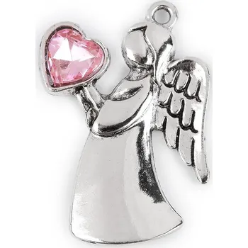 Přívěsek Přívěsek anděl se srdcem 24x36 mm - 3 růžová dětská
