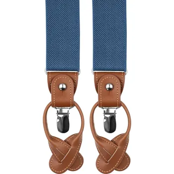 Kšandy Bubibubi Středně modré pánské kšandy s hnědými poutky