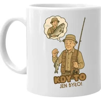 Žertovný předmět Kdy to jen było! - rybář - hrnek s potiskem- Tričkový.cz