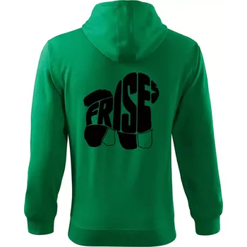 Pánská mikina Bišonek - fries nápis v těle - Mikina s kapucí na zip trendy zipper - M ( Středně zelená )