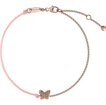 Náramek Náramek se šňůrkou a hnědými diamanty Butterfly Secret