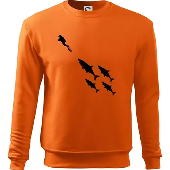 Pánská mikina Potápěč žraloci - Mikina Essential pánská - 3XL ( Oranžová )