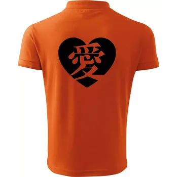 Pánská košile Láska japonština čínština - Polokošile pánská Pique Polo 203 - S ( Oranžová )