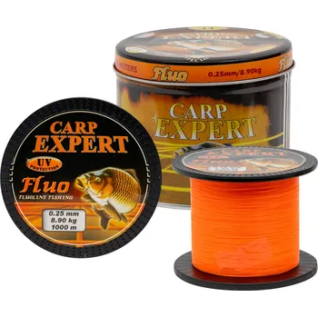 CARP EXPERT VLASEC V PLECHOVÉ DÓZE UV FLUO ORANŽ 1000 M průměr: 0,30 mm