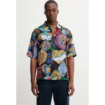 Pánská košile Košile Desigual LIMA pánská, černá barva, relaxed, s klasickým límcem, 25WMCW10 99X, vel. M