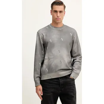 Pánská mikina Bavlněná mikina Armani Exchange pánská, šedá barva, vzorovaná, XM001893 AF10830 XM001893.AF10830 90X, vel. S