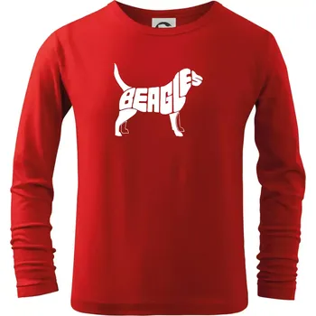 Chlapecké tričko Bígl - nápis v těle - Triko dětské Long Sleeve - 122 cm/6 let ( Červená )