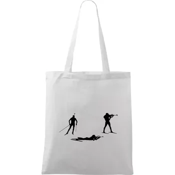Biatlonistka závod - Taška bavlněná - 42 x 38 cm ( Bílá )