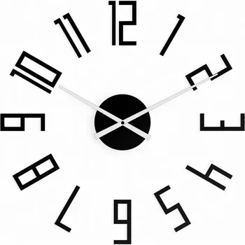 Hodiny 3D nalepovací hodiny Slim 65 cm černé