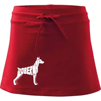 Dámská sukně Dobrmans - nápis v tělě - Sportovní sukně - two in one - S ( Červená )