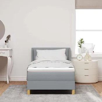 Postel vidaXL Postel s pružinami s matrací Světle šedá 90 x 200 cm textil [3341272]