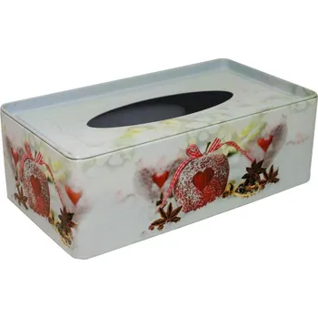 Zásobník na papírové ručníky Vánoční plechová krabička na tissue Jablko a srdce 2000124