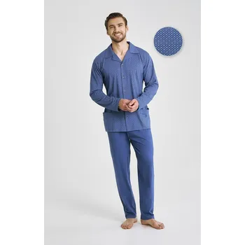 Pánské pyžamo Taro Darek 3484 dlouhé/r 3XL-4XL Z25/26 pánské pyžamo bez knoflíků džínovina 4XL
